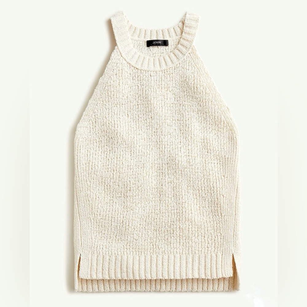 J. Crew Cream Knitted Halter Tank Top size large - Picture 3 of 9